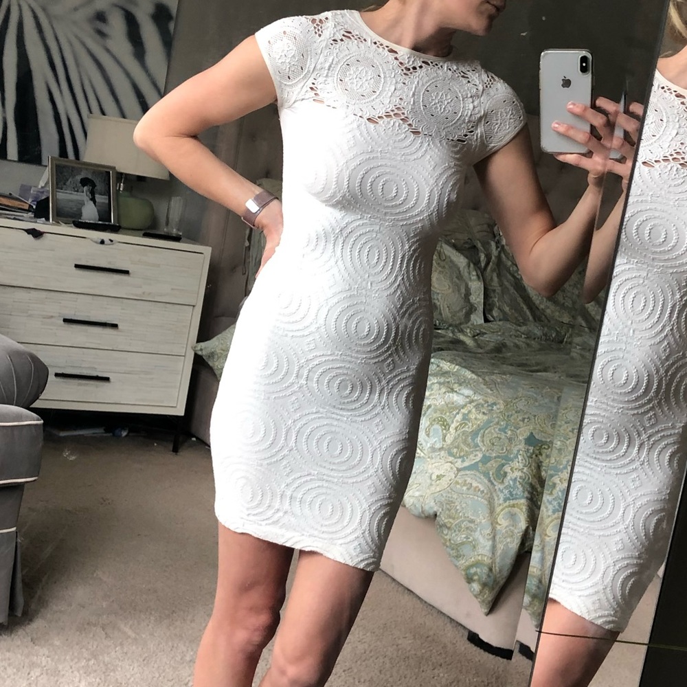 Bebe stretchy white dress size small